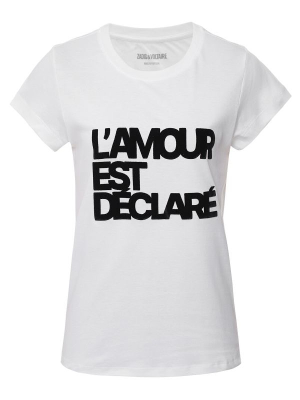 Zadig & Voltaire “L’amour Est Déclaré” Flocked Graphic Tee – White, Size XS - Picture 2 of 2